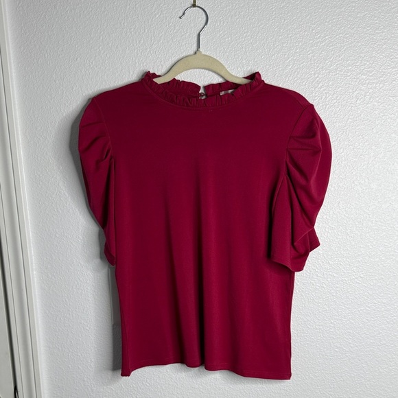 Catherine Malandrino Crimson Ruffle Sleeve Blouse - Picture 1 of 6
